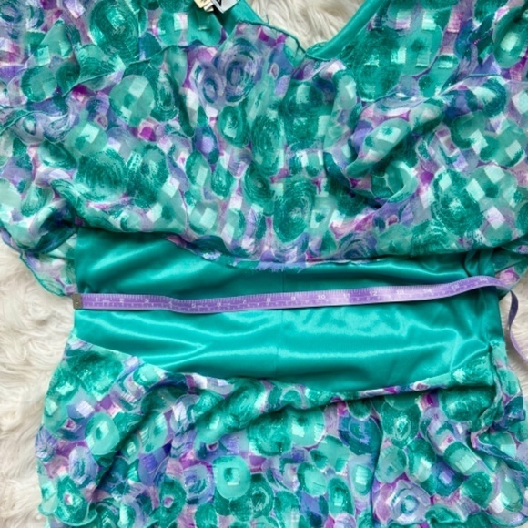 Vintage 80s 90s Patra Iridescent Circles Tiered Dress with Lettuce Hem Size Med - Picture 5 of 7